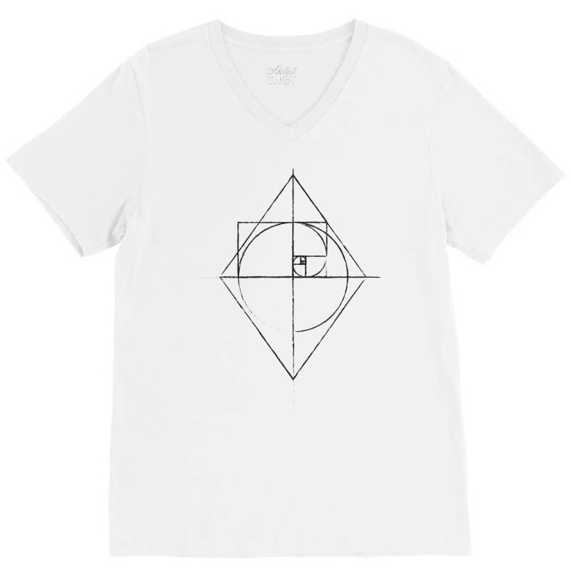 Golden Section Tattoo Inspired Fibonacci Spiral Sketch No.3 T Shirt V-Neck Tee by cm-arts | Artistshot