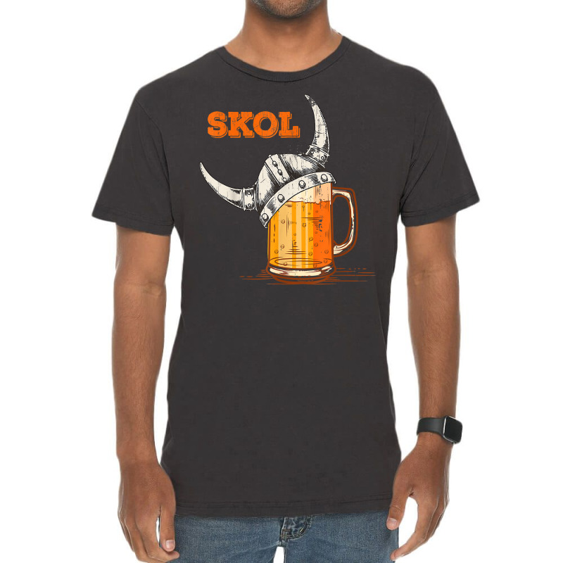 Mens Skol Nordic Viking Helmet Drinking Glass T Shirt Vintage T-shirt | Artistshot