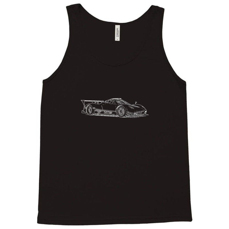 Pagani Zonda R Supercar Racing Wireframe White Tank Top by ShawnMochol | Artistshot