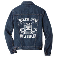 Biker Dad Motorcycle Father's Day Design For Fathers Men Denim Jacket | Artistshot