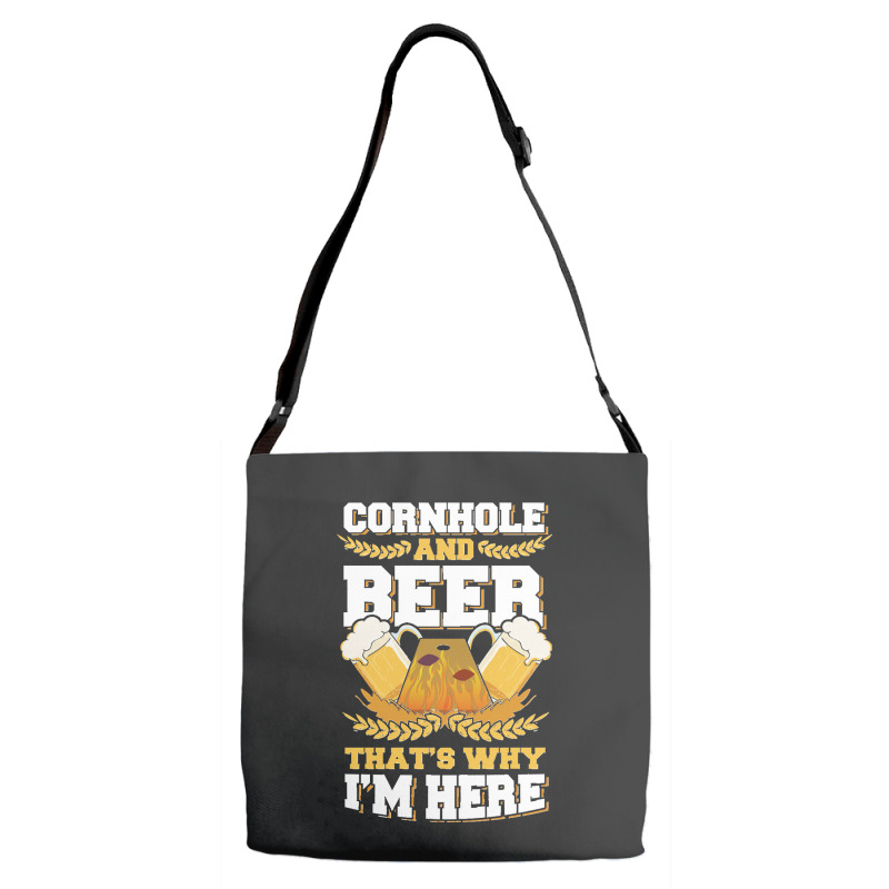 Cornhole And Beer Thats Why Im Here Bean Bag Toss Lawn Game Design Cla Adjustable Strap Totes by lyheranea | Artistshot