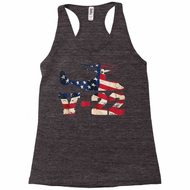 V 22 Osprey Military Aircraft Distressed Usa Flag Overlay T Shirt Racerback Tank by cm-arts | Artistshot