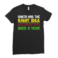 Santa Has The Right Idea Visit People Only Once A Year T Shirt Ladies Fitted T-shirt | Artistshot