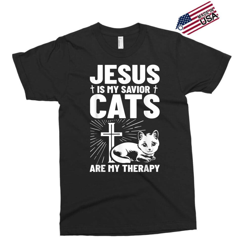 Jesus Is My Savior Cats Are My Therapy 1st Time Cat Owner T Shirt Exclusive T-shirt by zheralalumo | Artistshot