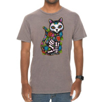 Cat Sugar Skull Mexico Calavera Dia De Los Muertos Halloween Sweatshir Vintage T-shirt | Artistshot