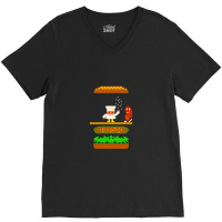 Burger Time Retro 80's Arcade Game Design 1 V-neck Tee | Artistshot