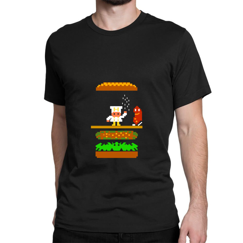 Burger Time Retro 80's Arcade Game Design 1 Classic T-shirt by cm-arts | Artistshot