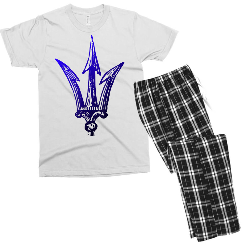 Blue Poseidon Symbol Trident T Shirt Ancient Greece Power T Shirt Men's T-shirt Pajama Set | Artistshot