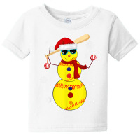 Softball Shortstop With Bat Xmas Snowman Snow Snowlfake T Shirt Baby Tee | Artistshot