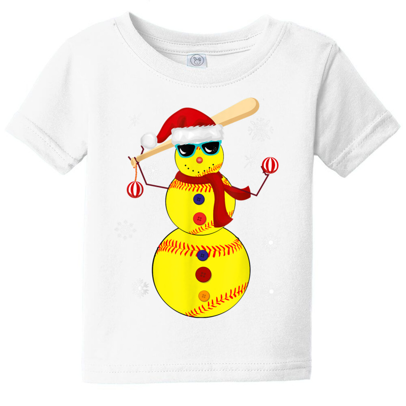 Softball Shortstop With Bat Xmas Snowman Snow Snowlfake T Shirt Baby Tee | Artistshot