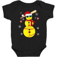 Softball Shortstop With Bat Xmas Snowman Snow Snowlfake T Shirt Baby Bodysuit | Artistshot