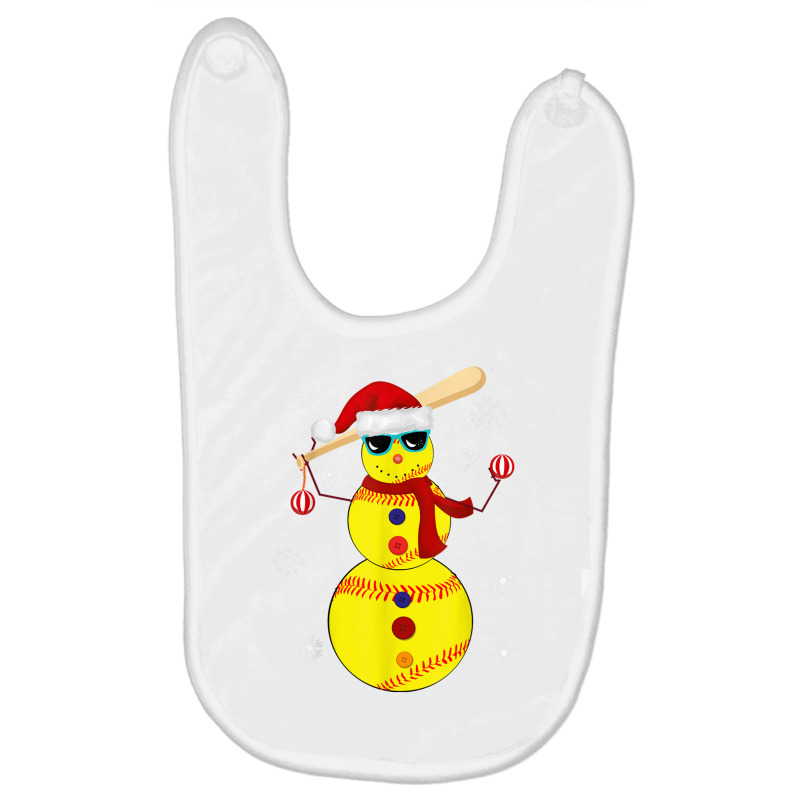 Softball Shortstop With Bat Xmas Snowman Snow Snowlfake T Shirt Baby Bibs | Artistshot