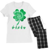 Irish Lucky Sign Language Shirt Deaf St Patricks Day Asl T Shirt Women's Pajamas Set | Artistshot