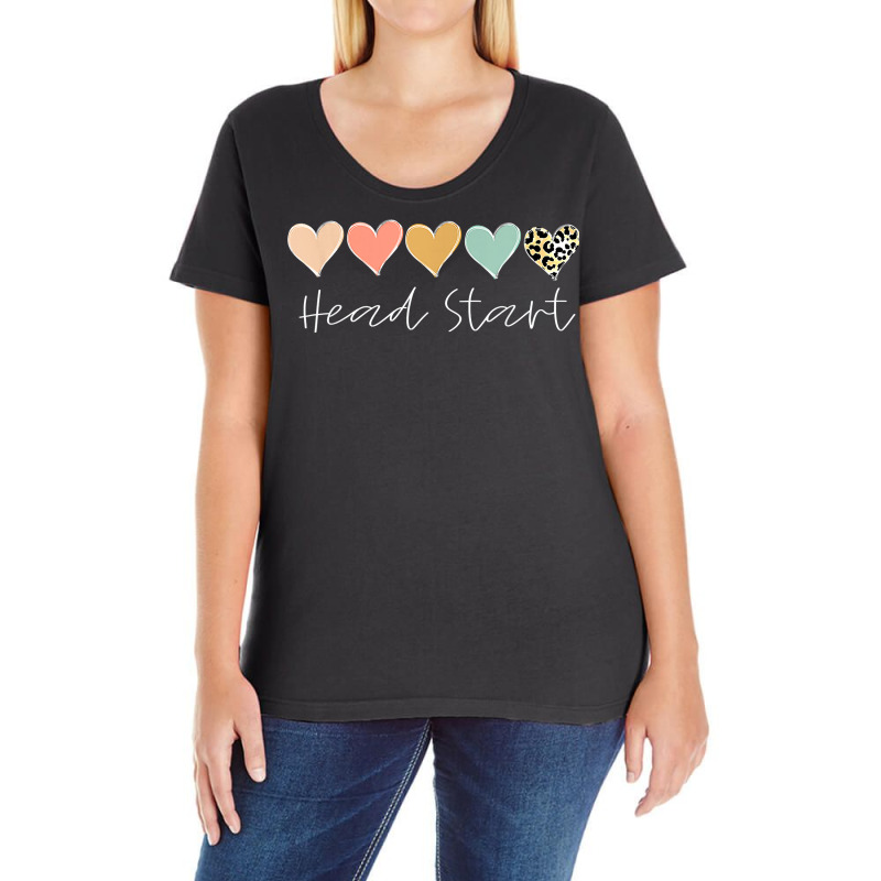 Leopard Hearts Teacher Student, Head Start T Shirt Ladies Curvy T-Shirt by cm-arts | Artistshot