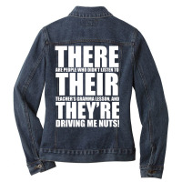 There Their They're English Grammar Humor Teacher Ladies Denim Jacket | Artistshot