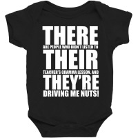 There Their They're English Grammar Humor Teacher Baby Bodysuit | Artistshot