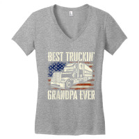 Best Truckin' Grandpa   Big Rig Semi Truck Driver Trucker T Shirt Women's V-neck T-shirt | Artistshot