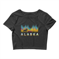 Alaska Reindeer Design With Polar Lights And Moose Pullover Hoodie Crop Top | Artistshot