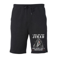 Christian Warrior Knight Templar Raise You A Crusader T Shirt Fleece Short | Artistshot