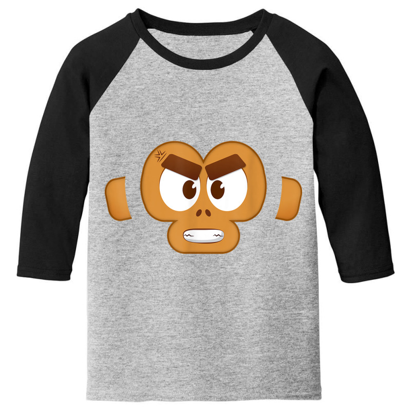 Monkey Face Angry Mad Cute Adorable Monkey Animal Character T Shirt Youth 3/4 Sleeve | Artistshot