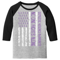 No One Fight Alone American Flag Domestic Violence Awareness T Shirt Youth 3/4 Sleeve | Artistshot