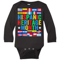 Latin Countries Flag Hispanic Heritage Month Latino Pride T Shirt Long Sleeve Baby Bodysuit | Artistshot