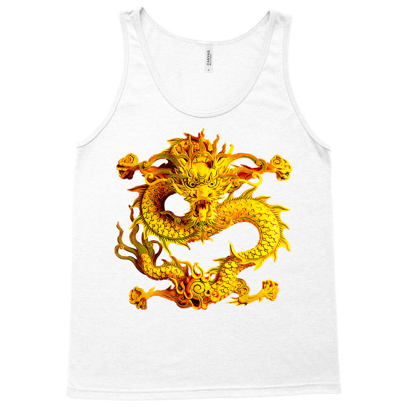 Fearless Golden Chinese Dragon Silhouette T Shirt 3d Effect Tank Top | Artistshot