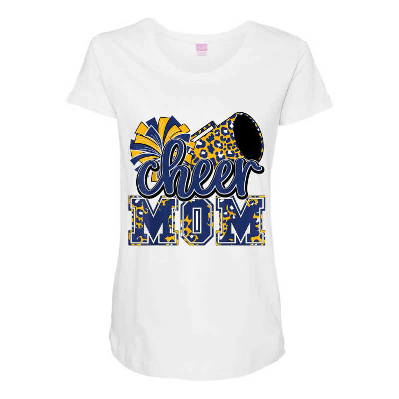 Cheer Mom Navy Leopard Cheer Poms & Megaphone T Shirt Maternity Scoop Neck T-shirt by cm-arts | Artistshot