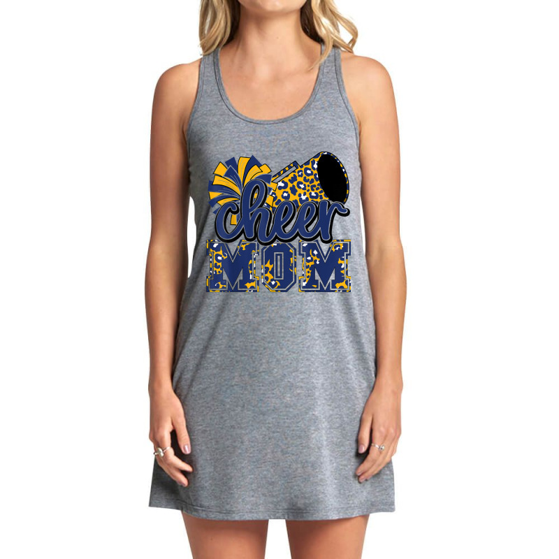 Cheer Mom Navy Leopard Cheer Poms & Megaphone T Shirt Tank Dress by cm-arts | Artistshot