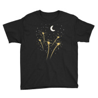 Moon Fireworks Starry Night Lunar Cresent Stargazer Gift T Shirt Youth Tee | Artistshot