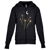 Moon Fireworks Starry Night Lunar Cresent Stargazer Gift T Shirt Youth Zipper Hoodie | Artistshot