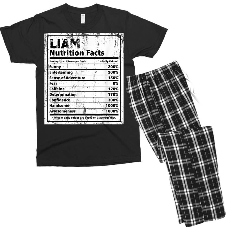 Liam Nutrition Facts Funny Name Humor Nickname Sarcasm T Shirt Men's T-shirt Pajama Set by cm-arts | Artistshot