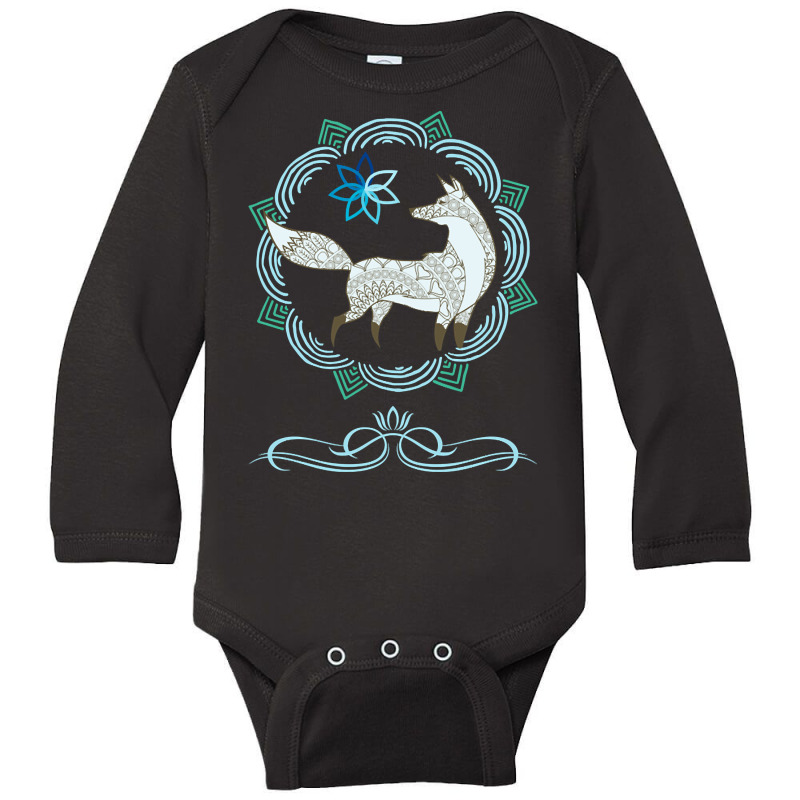 Mandala Fox, Mandala Fox Art, Mandala Fox Vintage, Mandala Fox Paintin Long Sleeve Baby Bodysuit by SHOPERX5 | Artistshot