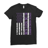 No One Fight Alone American Flag Domestic Violence Awareness T Shirt Ladies Fitted T-shirt | Artistshot