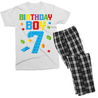 Master Builder 7th Birthday Boy 7 Seven Year Building Bricks T Shirt Men's T-shirt Pajama Set | Artistshot