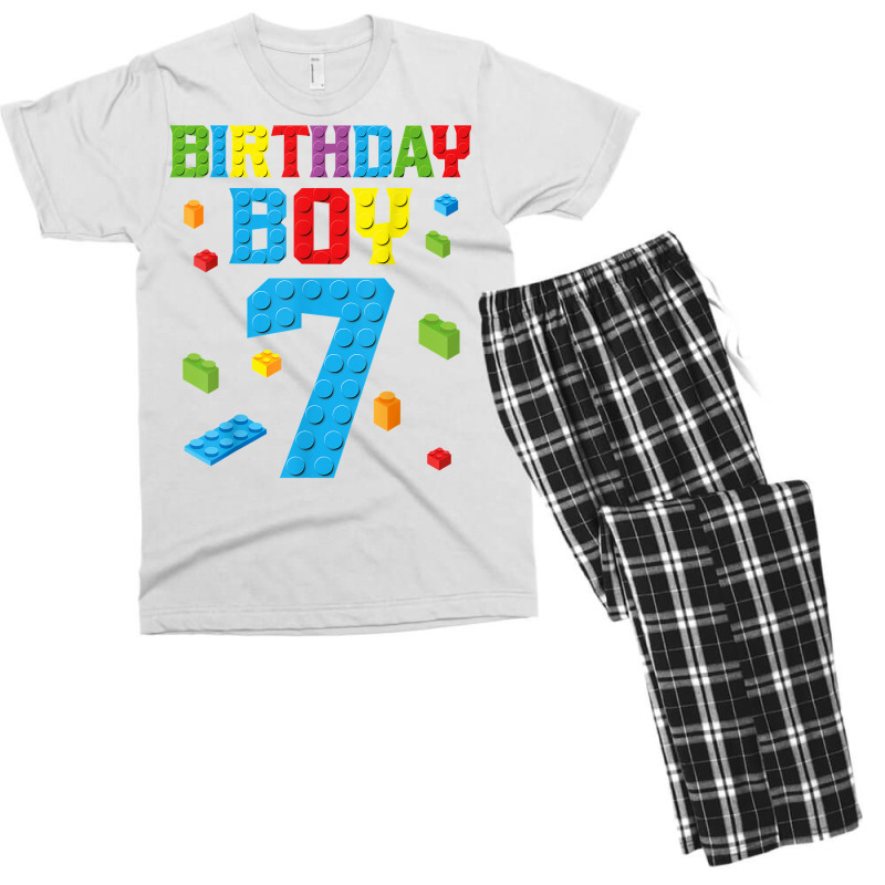 Master Builder 7th Birthday Boy 7 Seven Year Building Bricks T Shirt Men's T-shirt Pajama Set | Artistshot