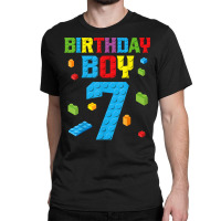 Master Builder 7th Birthday Boy 7 Seven Year Building Bricks T Shirt Classic T-shirt | Artistshot