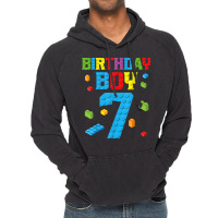 Master Builder 7th Birthday Boy 7 Seven Year Building Bricks T Shirt Vintage Hoodie | Artistshot