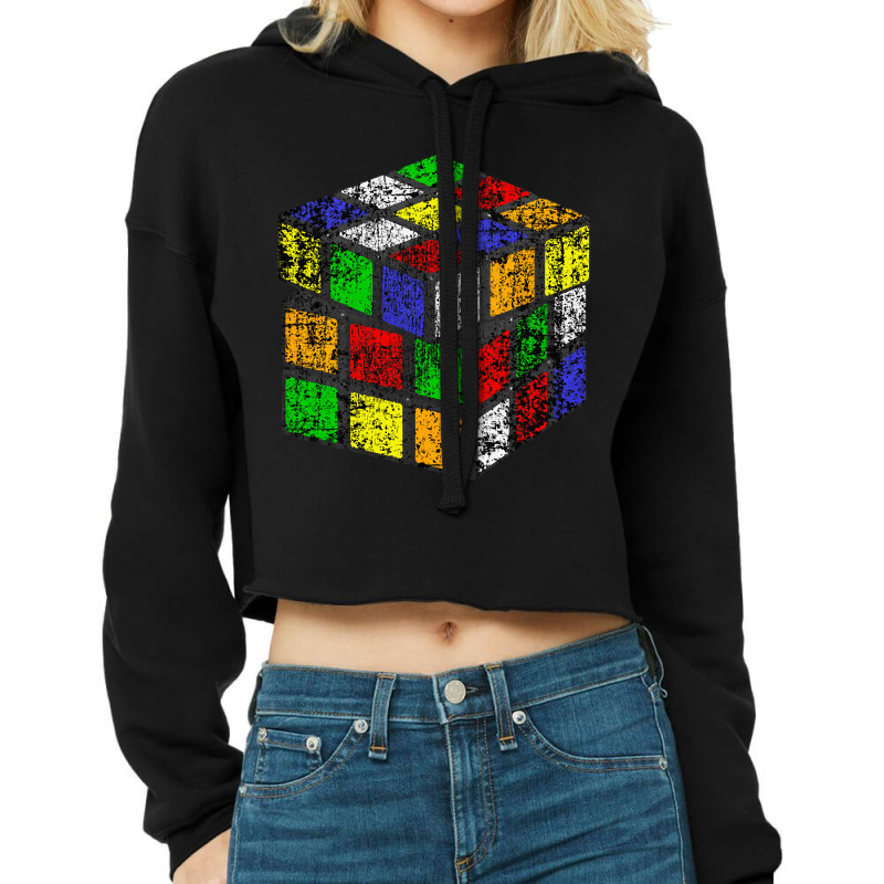 Distressed Rubik's Cube, Distressed Rubik's Cube Art, Distressed Rubik Cropped Hoodie by SHOPERRRX5 | Artistshot