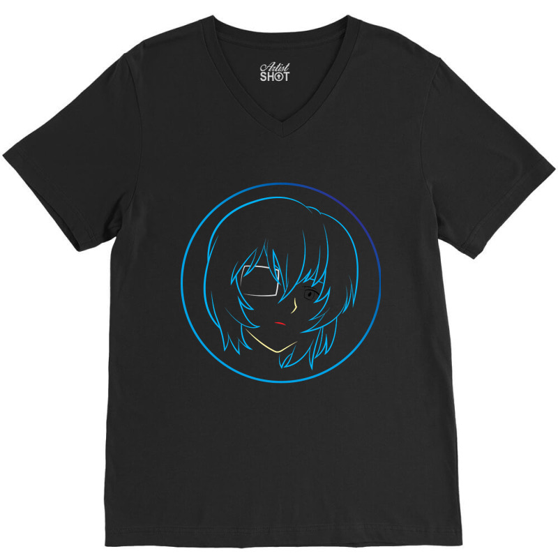 Rei Ayanami's Face - 06a V-Neck Tee by Aiello Mcdade | Artistshot