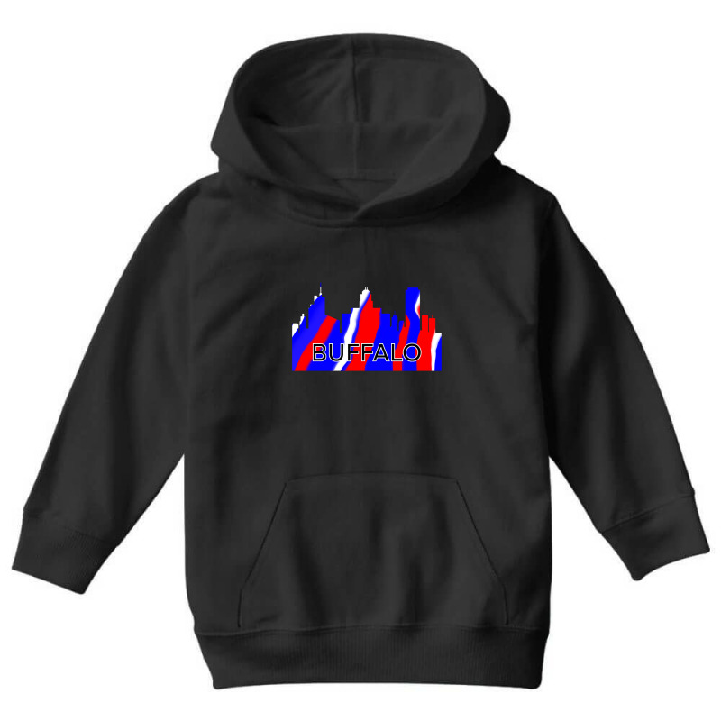 Buffalo Skyline Red White And Blue Youth Hoodie by Bertrand Angulo | Artistshot