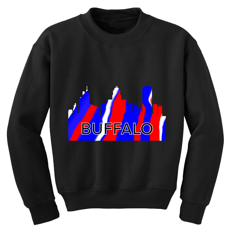 Buffalo Skyline Red White And Blue Youth Sweatshirt by Bertrand Angulo | Artistshot