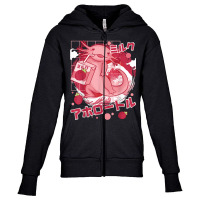 Kawaii Axolotl Drinking Strawberry Milkshake Japanese Otaku T Shirt Youth Zipper Hoodie | Artistshot