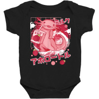 Kawaii Axolotl Drinking Strawberry Milkshake Japanese Otaku T Shirt Baby Bodysuit | Artistshot