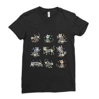 Colorful Cat Skeleton Day Of The Dead Candy Skeleton Ladies Fitted T-shirt | Artistshot