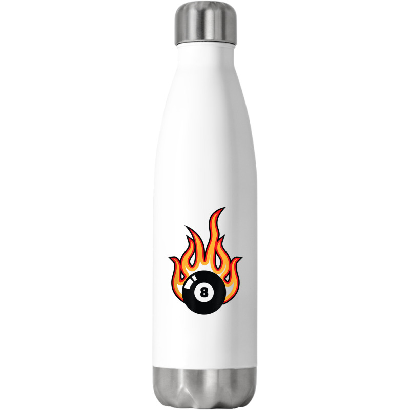 Snooker Billiard Black Eight 8 Ball On Fire T Shirt Stainless Steel Water Bottle | Artistshot