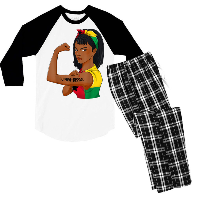 Messy Bun Guinea Bissau Flag For Womens Woman T Shirt Men's 3/4 Sleeve Pajama Set | Artistshot