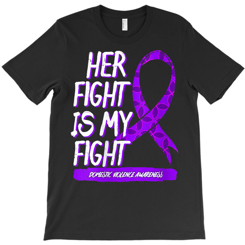 Womens Her Fight Is My Fight Domestic Violence Awareness Purple V Neck T-shirt | Artistshot