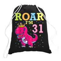 King Dinosaur Dance Happy My Birthday Roar I'm 31 Years Old Drawstring Bags | Artistshot