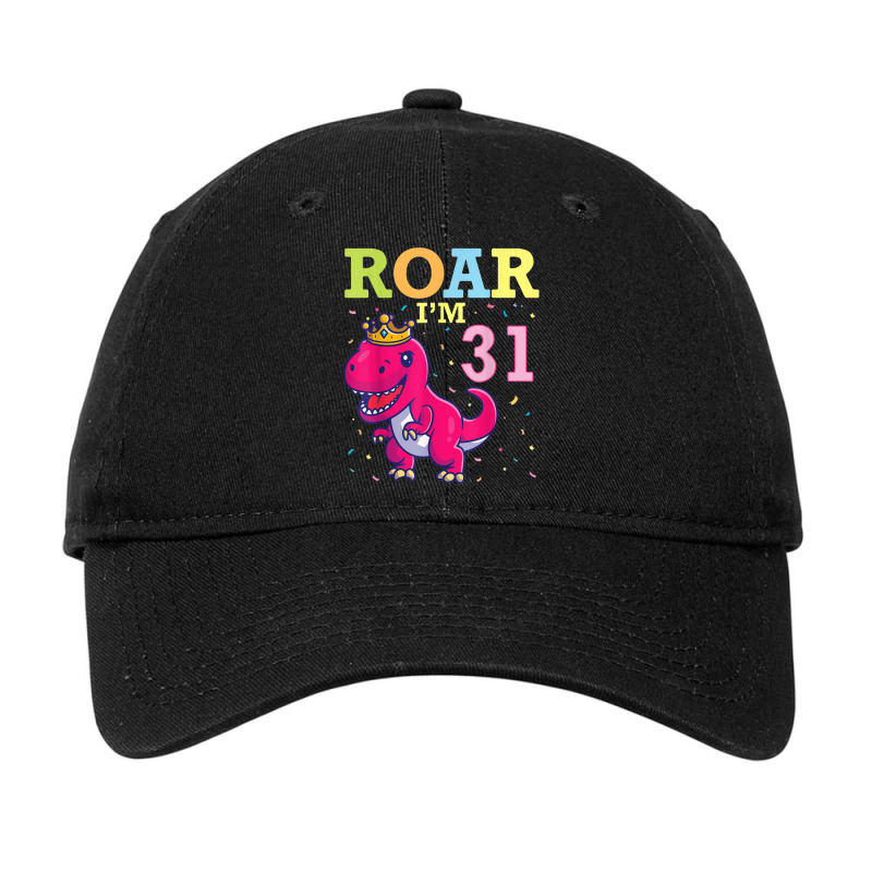 King Dinosaur Dance Happy My Birthday Roar I'm 31 Years Old Adjustable Cap | Artistshot